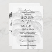 Zwart wit palmboom Elegante bruiloft repetitie Kaart (Voorkant / Achterkant)