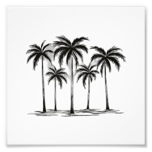 Zwart & Wit Palmboom Grafisch T-shirt voor mannen Foto Afdruk