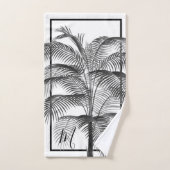 Zwart Wit Palmboom Monogram Tropisch Elegant Bad Handdoek (Handdoek)