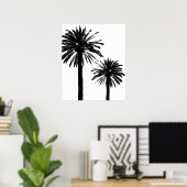 Zwart-wit palmboom silhouet muurposter poster (Thuiskantoor)