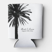 Zwart-wit palmboom strand bruiloft koelbox blikjeskoeler (Voorkant)