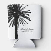 Zwart-wit palmboom strand bruiloft koelbox blikjeskoeler (Achterkant)