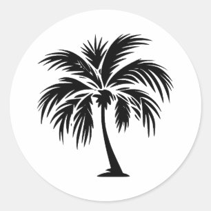 Zwart-wit palmillustraties ronde sticker