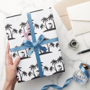 Zwart-wit palmstrand cadeaupapier