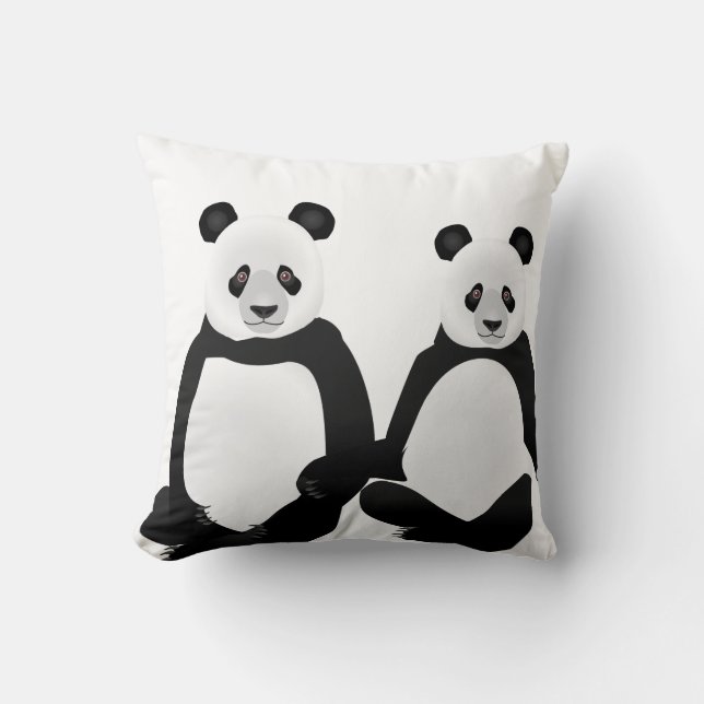 Zwart-wit Panda Beer en Cubs Kussen (Voorkant)
