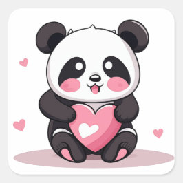 zwart-wit Panda Clipart Vierkante Sticker