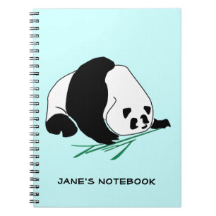 Zwart-wit Panda eet bamboelaptop Notitieboek