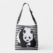 Zwart-wit Panda en Stripes Crossbody Tas (Achterkant)