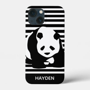 Zwart-wit Panda en Stripes gepersonaliseerd Case-Mate iPhone Case