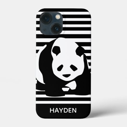 Zwart-wit Panda en Stripes gepersonaliseerd Case-Mate iPhone Case (Achterkant)