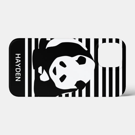 Zwart-wit Panda en Stripes gepersonaliseerd Case-Mate iPhone Case (Achterkant (horizontaal))