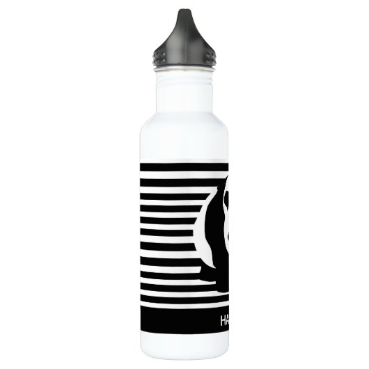 Zwart-wit Panda en Stripes gepersonaliseerd Waterfles (Links)