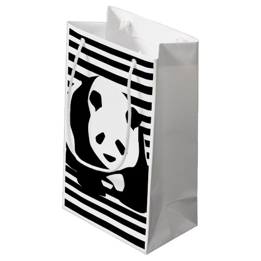 Zwart-wit Panda en Stripes Klein Cadeauzakje (Achterkant Gekanteld)
