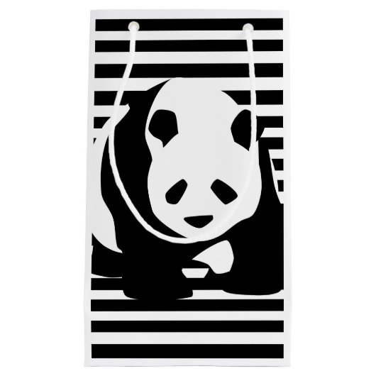 Zwart-wit Panda en Stripes Klein Cadeauzakje (Voorkant)