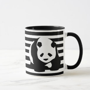 Zwart-wit Panda en Stripes Mok