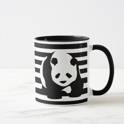 Zwart-wit Panda en Stripes Mok (Rechts)