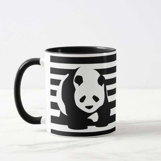 Zwart-wit Panda en Stripes Mok (Links)