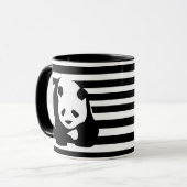 Zwart-wit Panda en Stripes Mok (Voorkant links)