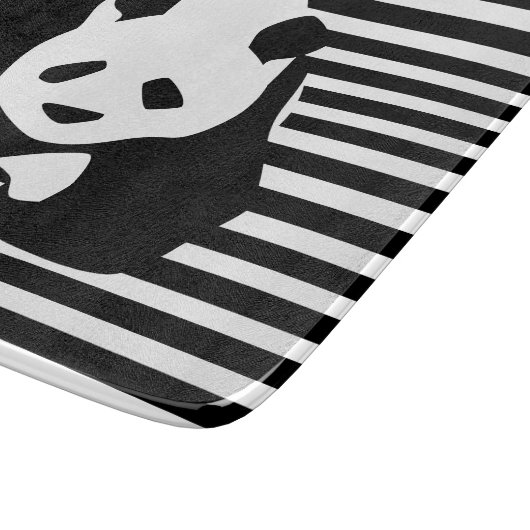 Zwart-wit Panda en Stripes Snijplank (Hoek)