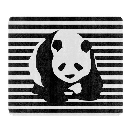 Zwart-wit Panda en Stripes Snijplank (Voorkant)