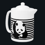 Zwart-wit Panda en Stripes Theepot<br><div class="desc">Vettige geschenken,  accessoires en thuisdecor met reuzenpanda en zwarte en witte strepen.</div>