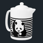 Zwart-wit Panda en Stripes Theepot<br><div class="desc">Vettige geschenken,  accessoires en thuisdecor met reuzenpanda en zwarte en witte strepen.</div>