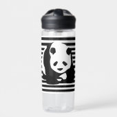 Zwart-wit Panda en Stripes Waterfles (Voorkant)