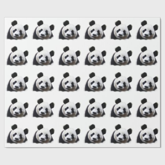 Zwart & Wit Panda Kerst Inpakpapier (Vlak)