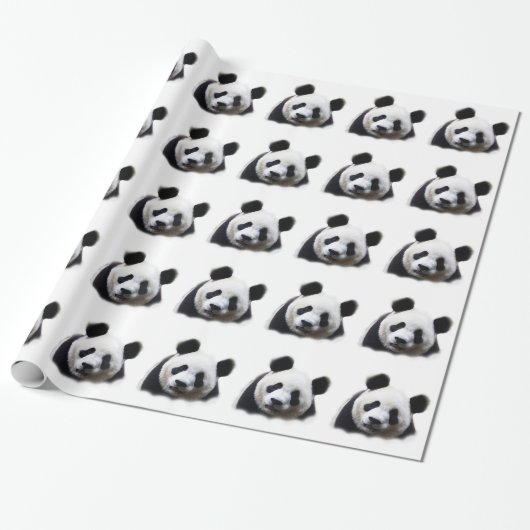 Zwart & Wit Panda Kerst Inpakpapier (Uitgerold)