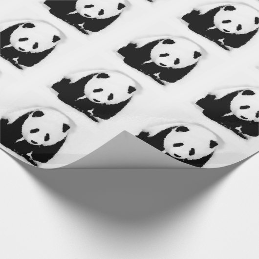 Zwart & Wit Panda Kerst Wrapping Papier (Hoek)