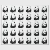 Zwart & Wit Panda Kerst Wrapping Papier (Vlak)