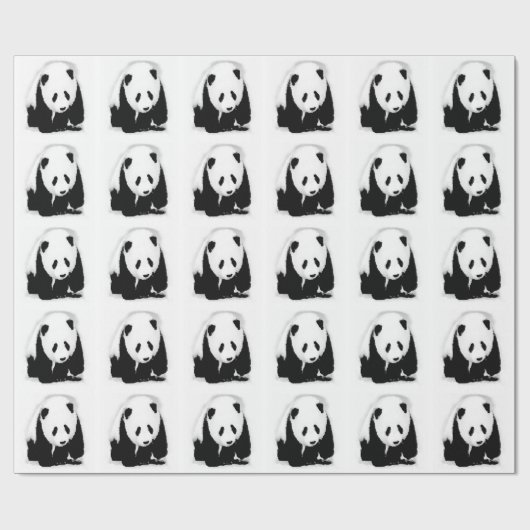 Zwart & Wit Panda Kerst Wrapping Papier (Vlak)