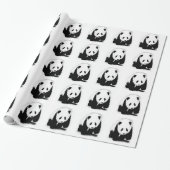 Zwart & Wit Panda Kerst Wrapping Papier (Uitgerold)