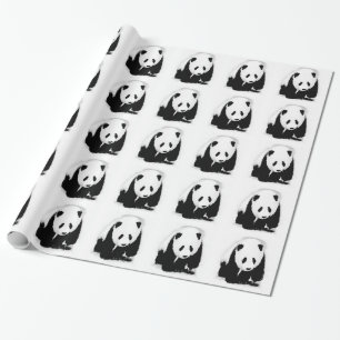 Zwart & Wit Panda Kerst Wrapping Papier