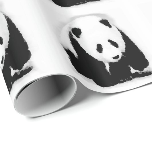 Zwart & Wit Panda Kerst Wrapping Papier (Rol Hoek)