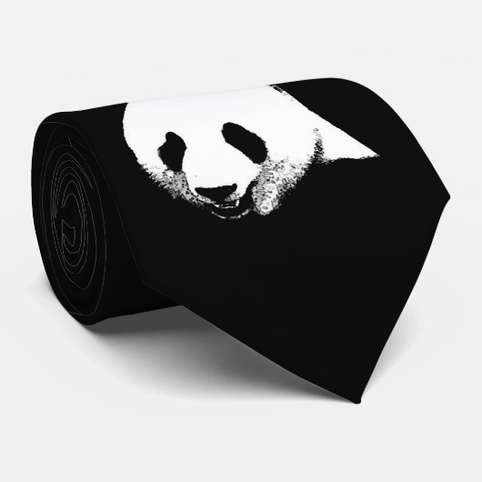 Zwart-wit Panda Stropdas (Opgerold)