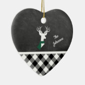 Zwart wit panhouse Pset Deer Chalkboard Naam Keramisch Ornament (Rechts)