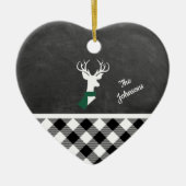 Zwart wit panhouse Pset Deer Chalkboard Naam Keramisch Ornament (Voorkant)