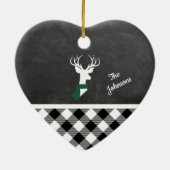 Zwart wit panhouse Pset Deer Chalkboard Naam Keramisch Ornament (Achterkant)