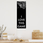 Zwart-wit panoramisch Basketball-Poster Poster (Keuken)