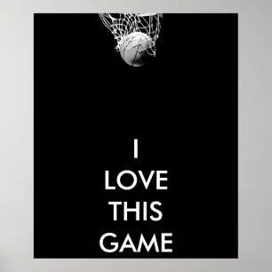 Zwart-wit panoramisch Basketball-Poster Poster