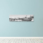 Zwart-wit panoramisch Dallas Skyline Uitzicht Canv Canvas Afdruk (Insitu (Houten vloer))