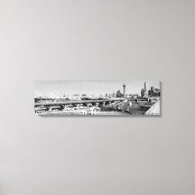 Zwart-wit panoramisch Dallas Skyline Uitzicht Canv