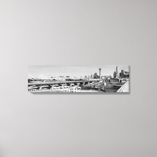 Zwart-wit panoramisch Dallas Skyline Uitzicht Canv Canvas Afdruk (Voorkant)