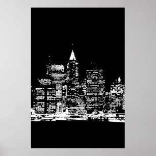 Zwart & Wit Panoramisch New York City Poster