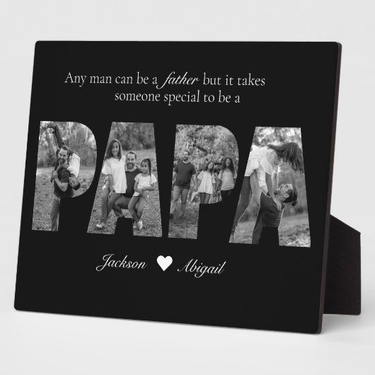Zwart & Wit Papa Fotocollage Keepsake Fotoplaat (Zijkant)
