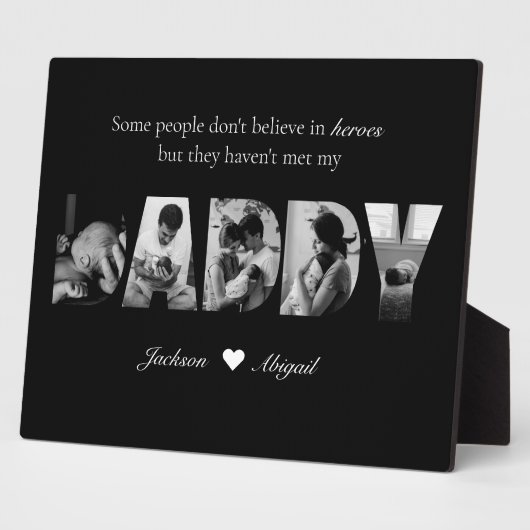 Zwart & Wit Papa Fotocollage Keepsake Gift Fotoplaat (Zijkant)