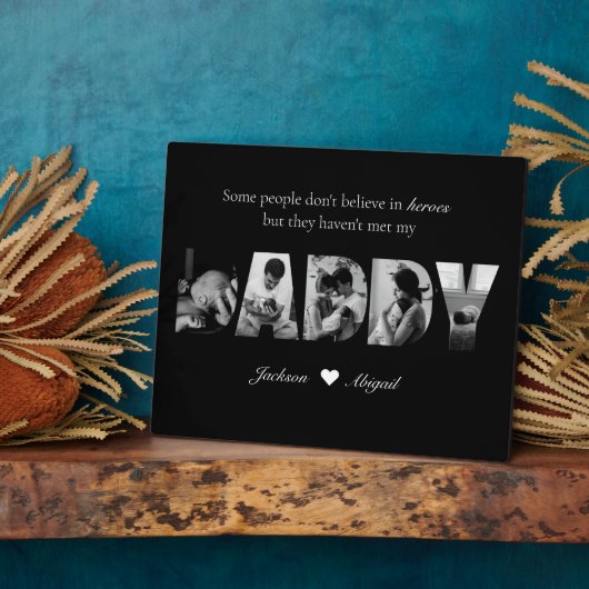 Zwart & Wit Papa Fotocollage Keepsake Gift Fotoplaat (Zijkant)