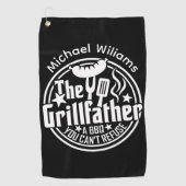 Zwart Wit Papa Gepersonaliseerde BBQ Grillfather Golfhanddoek (Voorkant)