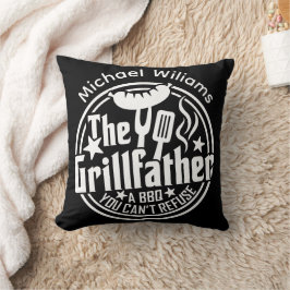 Zwart Wit Papa Gepersonaliseerde BBQ Grillfather Kussen